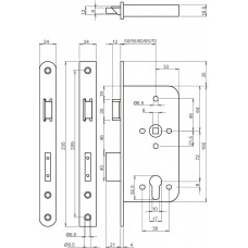 242217U2460 VEILIGHEIDSDEURSLOT, SKG**, DM60MM, PC72MM, KRUKGAT 8MM, V