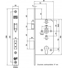 4139/17-50 DR.1+3 BLIS. VEILIGHEIDSDEURSLOT, SKG**, DM50MM, PC72MM, KR