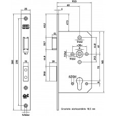 4219/27-60 DR.2+4 VEILIGHEIDSDEURSLOT, SKG**, DM60MM, PC72MM, KRUKGAT