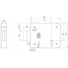 91/11-70 BULK PER 10 OPLEGSLOT, DM70MM, KLAVIERSLEUTEL, SLOTKAST STAAL