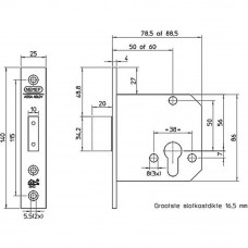 4228/17-60 BLIS. VEILIGHEIDSBIJZETSLOT, SKG**, DM60MM, VOORPLAAT RVS 2