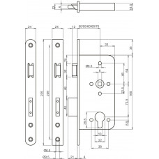 242717T2460 VEILIGHEIDSDEURSLOT, SKG**, DM60MM, RC73,5MM, KRUKGAT 8MM,