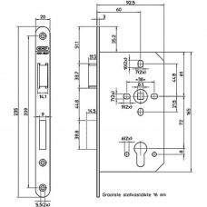 649/4-60 DR.1+3 DEURSLOT, DM60MM, PC72MM, KRUKGAT 8MM, VOORPLAAT STAAL