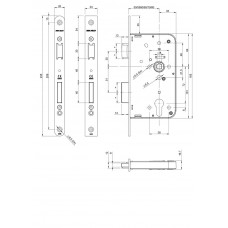 242017T2460 DEURSLOT, DM60MM, PC72MM, KRUKGAT 8MM, VOORPLAAT RVS 24X23