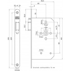 635/2-60 DR.1+3 LOOPSLOT, DM60MM, KRUKGAT 8MM, VOORPLAAT STAAL GELAKT