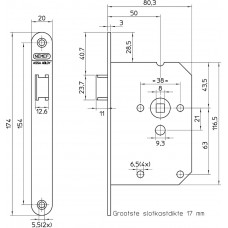 1255/3-50 DR.1+3 BULK PER 10 LOOPSLOT, DM50MM, KRUKGAT 8MM, VOORPLAAT