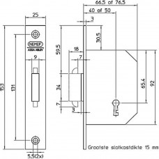 605-40 BULK PER 5 SCHUIFDEURSLOT, DM40MM, KLAVIERSLEUTEL, VOORPLAAT ST