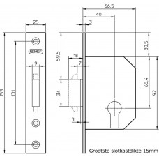 608/5-40 BULK PER 5 SCHUIFDEURSLOT, DM40MM, VOORPLAAT MESSING 25X153MM