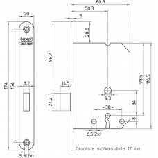 1256/2-50 KRIMP KASTSLOT, DM50MM, KLAVIERSLEUTEL, VOORPLAAT STAAL GELA