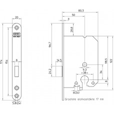 1258/2-50 BULK PER 10 KASTSLOT, DM50MM, PC, VOORPLAAT STAAL GELAKT 20X