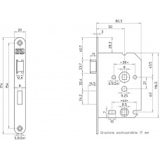 1264/4-50 DR.1+3 KRIMP BADKAMERSLOT, DM50MM, WC63MM, KRUKGAT 8MM, VOOR