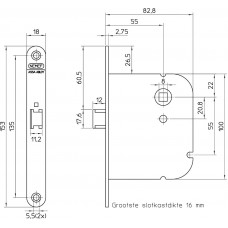 1435-55 DR.1+3 BULK PER 10 LOOPSLOT, DM55MM, KRUKGAT 8MM, VOORPLAAT ST