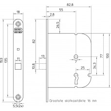 1436-55 DR.1+3 BULK PER 10 KASTSLOT, DM55MM, S, VOORPLAAT STAAL GELAKT