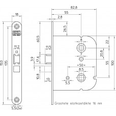 1444-55 DR.2+4 BULK PER 10 BADKAMERDEURSLOT, DM55MM, WC55MM, KRUKGAT 8