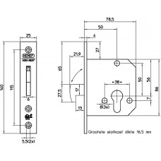 4208/17-50 VEILIGHEIDSBIJZETSLOT, SKG**, DM50MM, VOORPLAAT RVS 25X140M