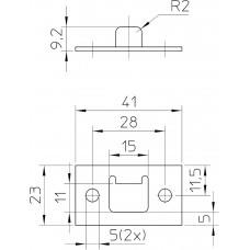 P 7/11 SLUITPLAAT, STAAL VERZINKT 41 X 23MM RECHTHOEKIG, DR 1+2+3+4.