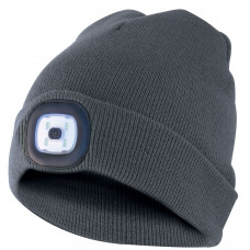 MUTS VELAMP LIGHTHOUSE: BEANIE WITH RECHARGEABLE LED HEADLAMP. DARK GREY